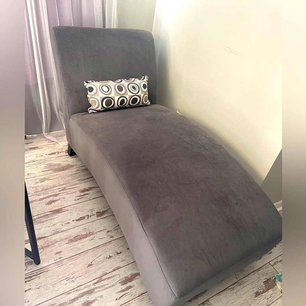 Gray suede chase lounge